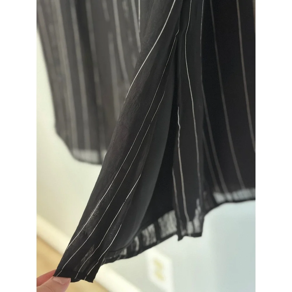 Vince Drapey Stripe Tiered Dress Midi Length Size 16